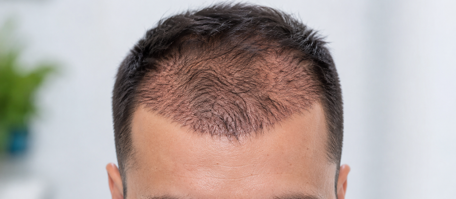 Scalp showing temporary hair shedding after hair transplant surgery